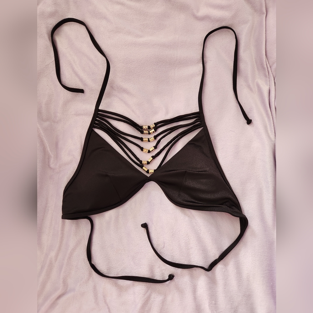 Yamamay Black and Gold Bikini Top Size S